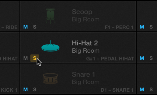 Figure. Drum Machine Designer Solo button.