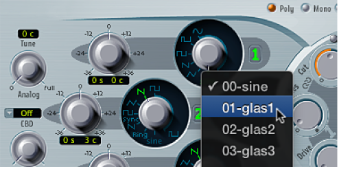 Figure. Digiwave pop-up menu.