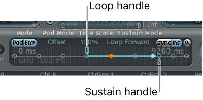 Figure. Loop and sustain handles.