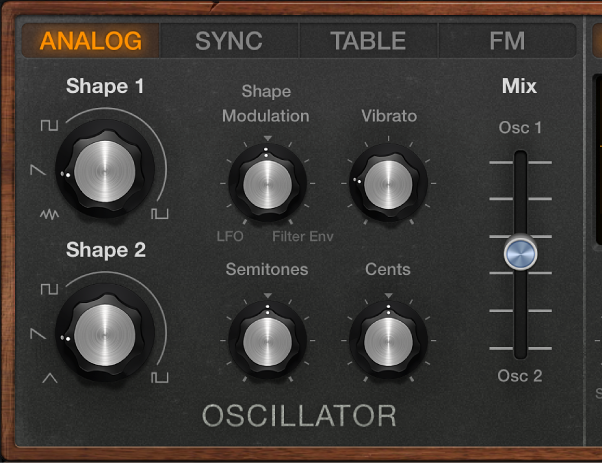 Figure. Retro Synth Analog oscillator parameters.