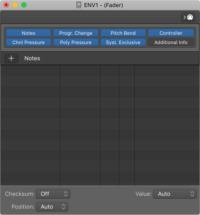 Figure. SysEx Fader Editor window.