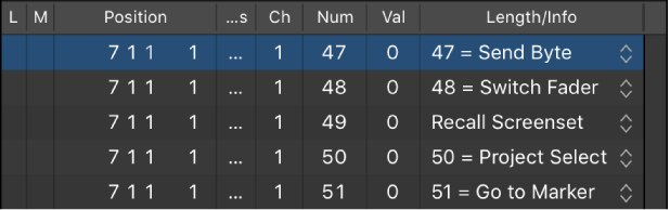 Figure. Event List showing meta events.