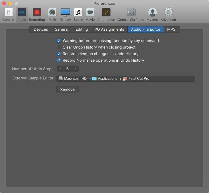 Figure. Sample Editor preferences.