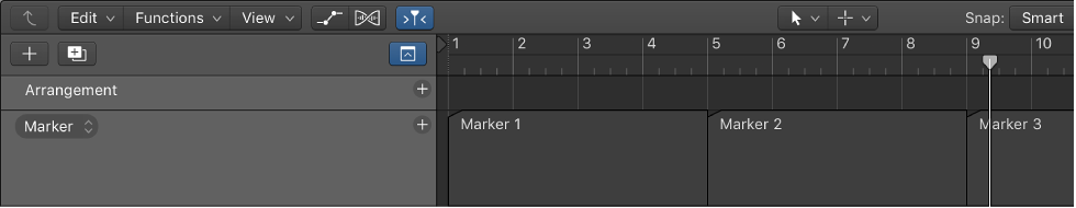 Figure. Markers in the Marker track.