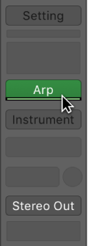 Figure. Pointing to the green line under a MIDI Effect slot.