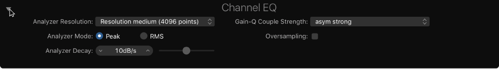 Figure. Pointing to the disclosure triangle with the additional parameters shown.