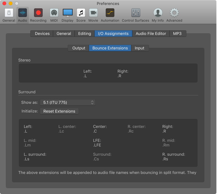 Figure. Bounce Extensions pane.