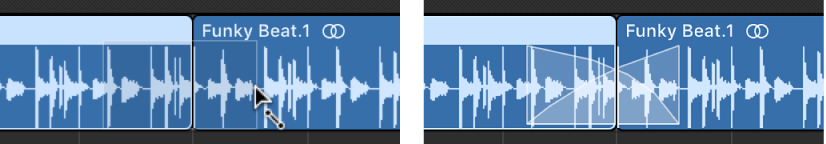Figure. A pair of images showing fade creation between regions using the Fade tool.