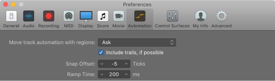 Figure. Automation preferences.