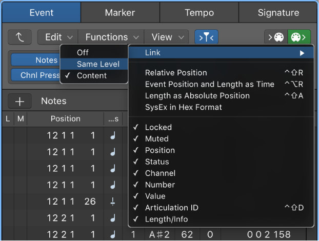Figure. Catch and Link buttons.