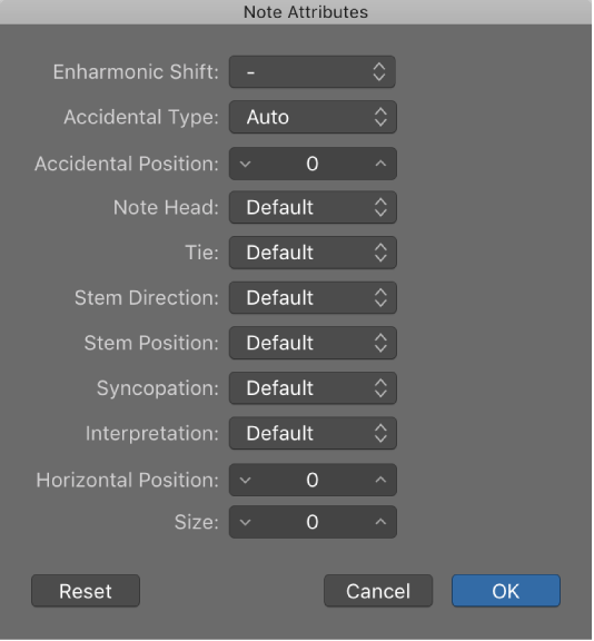 Figure. Note Attributes window.