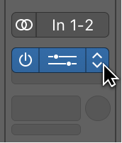Figure. Holding the pointer over the rightmost part of an Effect slot, to choose a different plug-in.