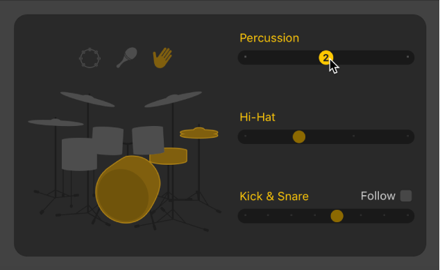 Figure. Drummer Editor showing acoustic pattern variation controls.