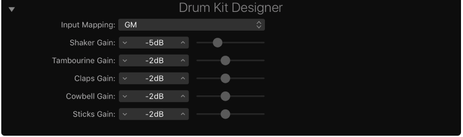 Figure. The additional parameters in Drum Kit Designer.