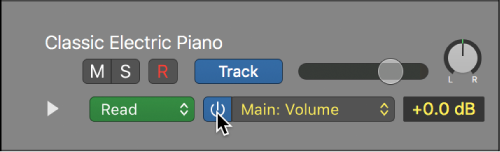 Figure. Automation Parameter pop-up menu.