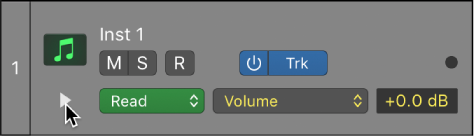 Figure. Pointing to the subtrack disclosure triangle.