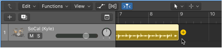 Figure. Click the Add (+) button to create a new Drummer region.