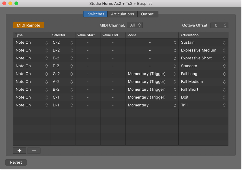 Figure. The Switches pane.