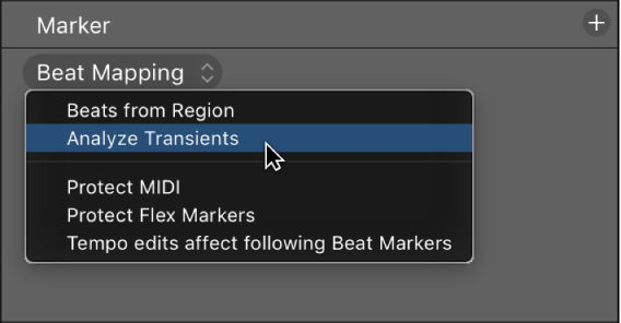 Figure. Beat Mapping track showing Beats From.