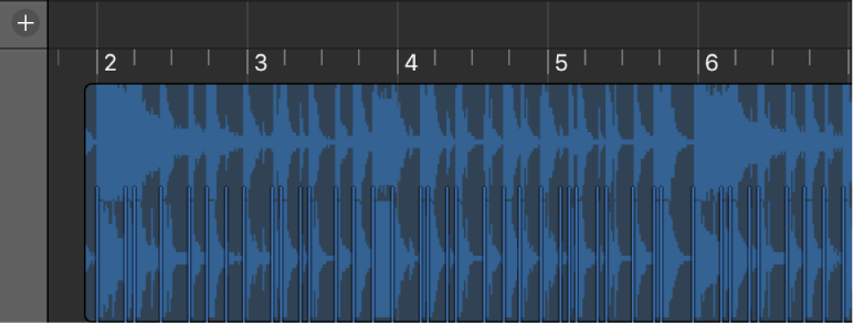 Figure. Transients displayed as vertical lines in Beat Mapping track.