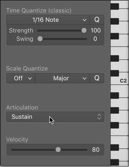 Figure. Articulation pop-up menu.