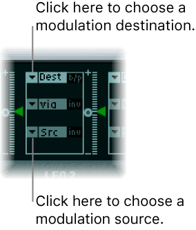 Figure. Dest and Src pop-up menus.