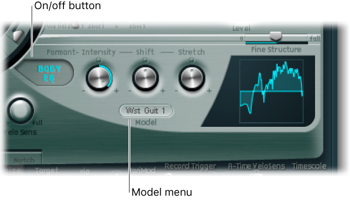 Figure. Body EQ On/Off and Model parameters.