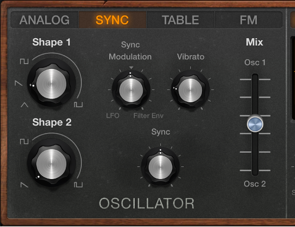 Figure. Retro Synth Sync oscillator parameters.