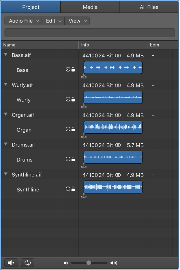 Figure. Project Audio Browser.