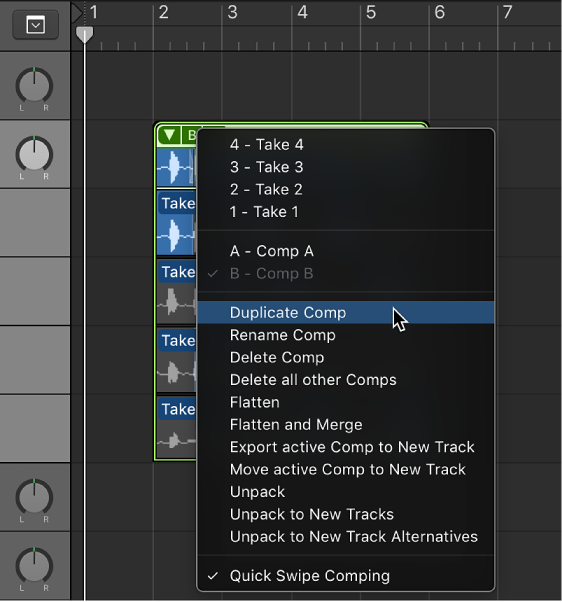Figure. Choosing Duplicate Comp from the pop-up menu.