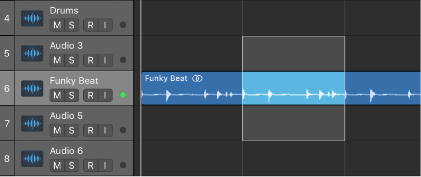Figure. Marquee selection in the Tracks area.