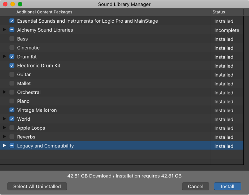 Figure. The Download Additional Content window.