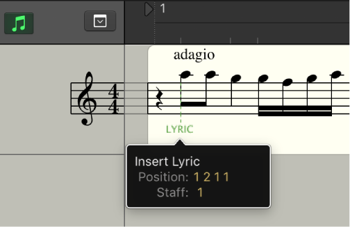 Figure. Adding lyrics to a score.