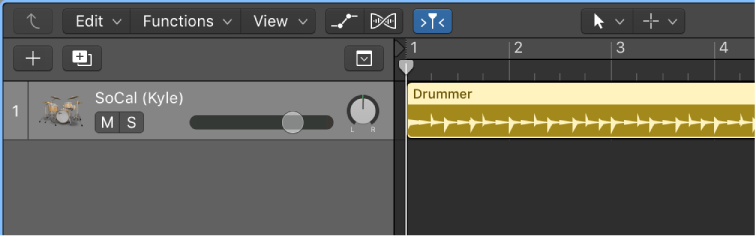 Figure. A Drummer track containing one 8-bar region.