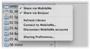 Figure. Share settings for individual settings or folders.