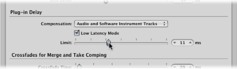 Figure. General audio preferences tab showing the Limit slider being moved.