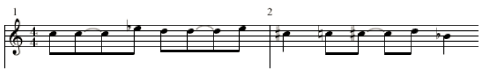 Figure. Syncopation disabled and enabled in the Score Editor.