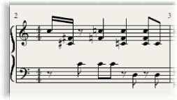 Figure. Example of piano passage displayed in Piano staff style.