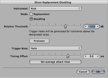 Figure. Drum Replacement or Doubling dialog.