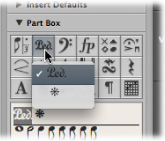 Figure. Selecting an object from the Part Box Group pop-up menu.