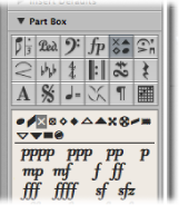 Figure. Note head symbols in the Part box.