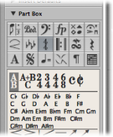 Figure. Time signature symbols in the Part box.