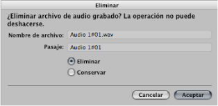 Figure. Delete recorded audio file from disk dialog.