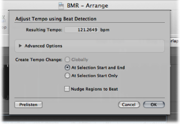 Figure. Adjust Tempo using Beat Detection dialog.