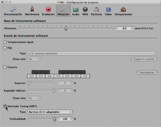 Figure. Hermode Tuning section in the Tuning project settings pane.