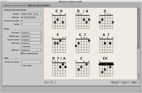 Figure. Chord Grid Selector pane in the Chord Grid Library window.