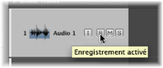 Figure. Record Enable button in the track header.