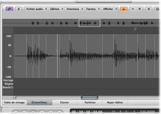 Figure. Sample Editor with transient being dragged in the waveform display.