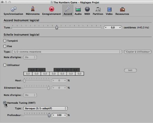 Figure. Hermode Tuning section in the Tuning project settings pane.