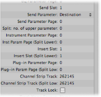 Figure. Picture of Control Surface Group Send and Plaug-in parameters.